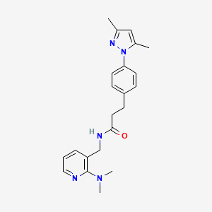 molecular formula C22H27N5O B2816679 3-(4-(3,5-dimethyl-1H-pyrazol-1-yl)phenyl)-N-((2-(dimethylamino)pyridin-3-yl)methyl)propanamide CAS No. 2034451-79-9