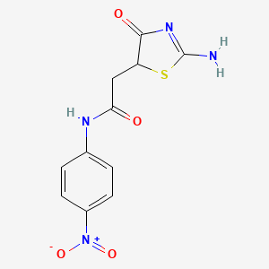 molecular formula C11H10N4O4S B2816681 2-(2-imino-4-oxo-1,3-thiazolidin-5-yl)-N-(4-nitrophenyl)acetamide CAS No. 138376-03-1