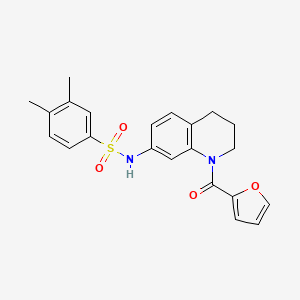 molecular formula C22H22N2O4S B2816695 N-[1-(呋喃-2-甲酰)-3,4-二氢-2H-喹啉-7-基]-3,4-二甲基苯磺酰胺 CAS No. 946321-85-3