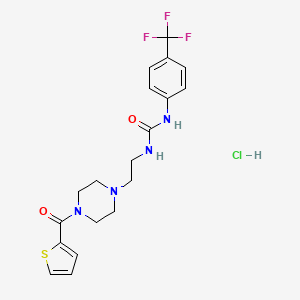 molecular formula C19H22ClF3N4O2S B2816696 1-(2-(4-(Thiophene-2-carbonyl)piperazin-1-yl)ethyl)-3-(4-(trifluoromethyl)phenyl)urea hydrochloride CAS No. 1351601-89-2