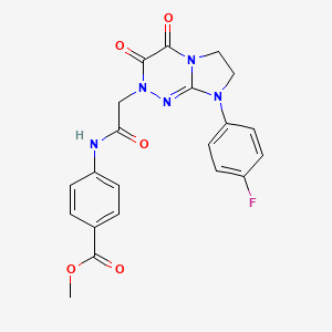 molecular formula C21H18FN5O5 B2816697 methyl 4-(2-(8-(4-fluorophenyl)-3,4-dioxo-3,4,7,8-tetrahydroimidazo[2,1-c][1,2,4]triazin-2(6H)-yl)acetamido)benzoate CAS No. 941917-59-5