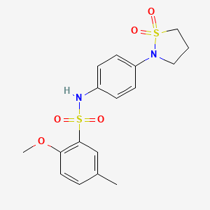 molecular formula C17H20N2O5S2 B2816704 N-(4-(1,1-dioxidoisothiazolidin-2-yl)phenyl)-2-methoxy-5-methylbenzenesulfonamide CAS No. 946342-36-5
