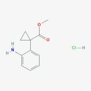 molecular formula C11H14ClNO2 B2816712 Methyl 1-(2-aminophenyl)cyclopropane-1-carboxylate;hydrochloride CAS No. 2411275-20-0