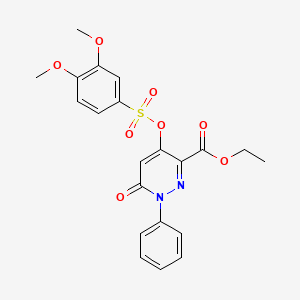 molecular formula C21H20N2O8S B2816727 Ethyl 4-(((3,4-dimethoxyphenyl)sulfonyl)oxy)-6-oxo-1-phenyl-1,6-dihydropyridazine-3-carboxylate CAS No. 899959-18-3