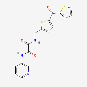 molecular formula C17H13N3O3S2 B2816733 N1-(pyridin-3-yl)-N2-((5-(thiophene-2-carbonyl)thiophen-2-yl)methyl)oxalamide CAS No. 1798021-88-1