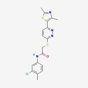 molecular formula C18H17ClN4OS2 B2816737 N-(3-氯-4-甲基苯基)-2-((6-(2,4-二甲基噻唑-5-基)吡啶并[3,2-d]嘧啶-3-基)硫)乙酰胺 CAS No. 894010-38-9
