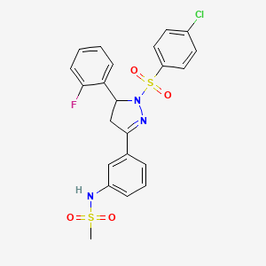 N-(3-(1-((4-chlorophenyl)sulfonyl)-5-(2-fluorophenyl)-4,5-dihydro-1H-pyrazol-3-yl)phenyl)methanesulfonamide