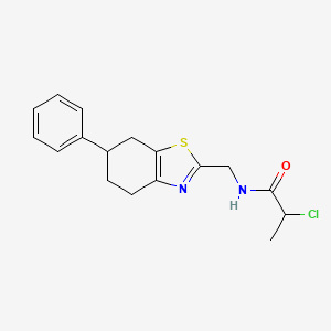 molecular formula C17H19ClN2OS B2816746 2-Chloro-N-[(6-phenyl-4,5,6,7-tetrahydro-1,3-benzothiazol-2-yl)methyl]propanamide CAS No. 2411271-71-9