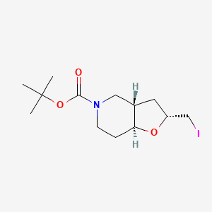 molecular formula C13H22INO3 B2816759 外消旋-(2R,3aS,7aS)-叔丁基2-(碘甲基)六氢呋喃[3,2-c]吡啶-5(6H)-羧酸酯 CAS No. 1391733-31-5
