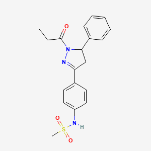 N-[4-(3-phenyl-2-propanoyl-3,4-dihydropyrazol-5-yl)phenyl]methanesulfonamide