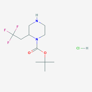 molecular formula C11H20ClF3N2O2 B2816766 tert-Butyl 2-(2,2,2-trifluoroethyl)piperazine-1-carboxylate hydrochloride CAS No. 2375267-81-3