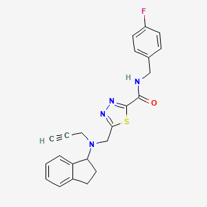 molecular formula C23H21FN4OS B2816771 5-{[(2,3-dihydro-1H-inden-1-yl)(prop-2-yn-1-yl)amino]methyl}-N-[(4-fluorophenyl)methyl]-1,3,4-thiadiazole-2-carboxamide CAS No. 1445128-28-8