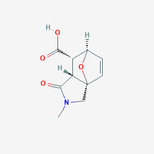 molecular formula C10H11NO4 B2816773 (1S*,5R*,6S*,7R*)-3-Methyl-4-oxo-10-oxa-3-azatricyclo[5.2.1.0~1,5~]dec-8-ene-6-carboxylic acid CAS No. 1820576-25-7
