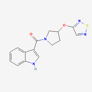 molecular formula C15H14N4O2S B2816783 (3-((1,2,5-thiadiazol-3-yl)oxy)pyrrolidin-1-yl)(1H-indol-3-yl)methanone CAS No. 2176152-14-8