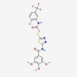 N-[5-[2-[2-chloro-5-(trifluoromethyl)anilino]-2-oxoethyl]sulfanyl-1,3,4-thiadiazol-2-yl]-3,4,5-trimethoxybenzamide