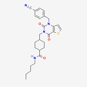 4-((1-(4-cyanobenzyl)-2,4-dioxo-1,2-dihydrothieno[3,2-d]pyrimidin-3(4H)-yl)methyl)-N-pentylcyclohexanecarboxamide