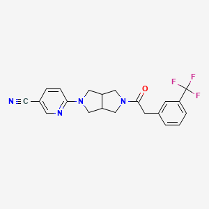 molecular formula C21H19F3N4O B2816805 6-(5-{2-[3-(Trifluoromethyl)phenyl]acetyl}-octahydropyrrolo[3,4-c]pyrrol-2-yl)pyridine-3-carbonitrile CAS No. 2415501-06-1