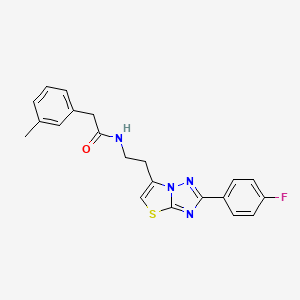 N-(2-(2-(4-fluorophenyl)thiazolo[3,2-b][1,2,4]triazol-6-yl)ethyl)-2-(m-tolyl)acetamide