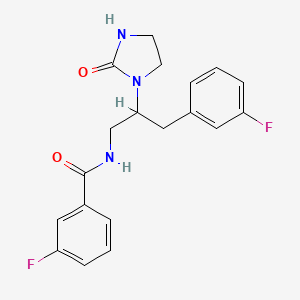 3-fluoro-N-(3-(3-fluorophenyl)-2-(2-oxoimidazolidin-1-yl)propyl)benzamide