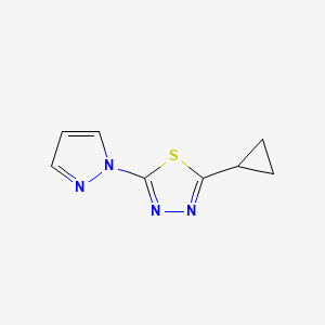 molecular formula C8H8N4S B2816820 2-cyclopropyl-5-(1H-pyrazol-1-yl)-1,3,4-thiadiazole CAS No. 2320148-19-2