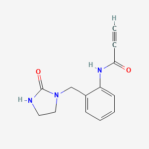 molecular formula C13H13N3O2 B2816821 N-[2-[(2-Oxoimidazolidin-1-yl)methyl]phenyl]prop-2-ynamide CAS No. 2248961-48-8