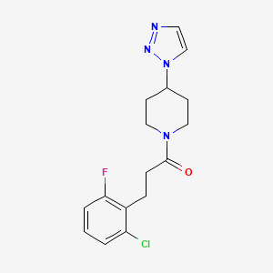 molecular formula C16H18ClFN4O B2816823 1-(4-(1H-1,2,3-triazol-1-yl)piperidin-1-yl)-3-(2-chloro-6-fluorophenyl)propan-1-one CAS No. 1795471-00-9