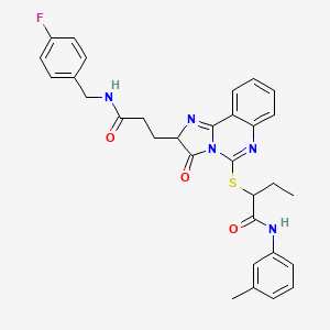 2-{[2-(2-{[(4-fluorophenyl)methyl]carbamoyl}ethyl)-3-oxo-2H,3H-imidazo[1,2-c]quinazolin-5-yl]sulfanyl}-N-(3-methylphenyl)butanamide