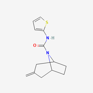 molecular formula C13H16N2OS B2816836 (1R,5S)-3-甲烯基-N-(噻吩-2-基)-8-氮杂双环[3.2.1]辛烷-8-羧酰胺 CAS No. 2309750-67-0