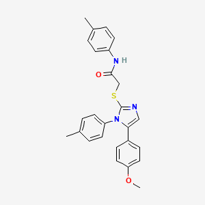 molecular formula C26H25N3O2S B2816845 2-((5-(4-甲氧基苯基)-1-(对甲苯基)-1H-咪唑-2-基)硫代)-N-(对甲苯基)乙酰胺 CAS No. 1207009-58-2