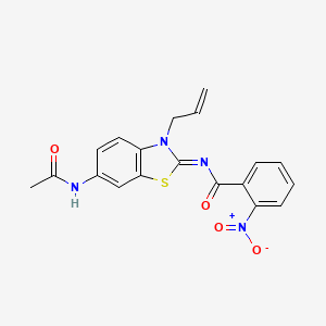 molecular formula C19H16N4O4S B2816863 (Z)-N-(6-乙酰氨基-3-烯基苯并[d]噻唑-2(3H)-基亚甲基)-2-硝基苯田酰胺 CAS No. 865180-59-2