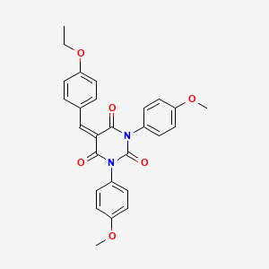 molecular formula C27H24N2O6 B2816869 5-[(4-Ethoxyphenyl)methylidene]-1,3-bis(4-methoxyphenyl)-1,3-diazinane-2,4,6-trione CAS No. 1022107-42-1