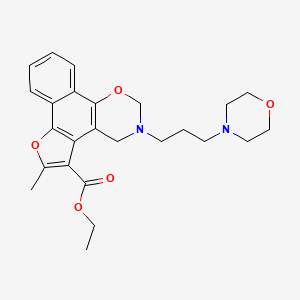 molecular formula C25H30N2O5 B2816888 ethyl 6-methyl-3-(3-morpholinopropyl)-3,4-dihydro-2H-furo[3',2':3,4]naphtho[2,1-e][1,3]oxazine-5-carboxylate CAS No. 380539-25-3