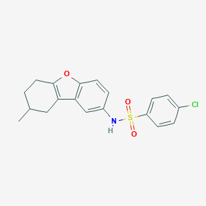 molecular formula C19H18ClNO3S B281689 4-chloro-N-(8-methyl-6,7,8,9-tetrahydrodibenzo[b,d]furan-2-yl)benzenesulfonamide 