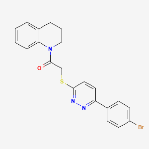molecular formula C21H18BrN3OS B2816891 2-((6-(4-溴苯基)吡啶并[3,4-d]嘧啶-3-基)硫基)-1-(3,4-二氢喹啉-1(2H)-基)乙酮 CAS No. 872694-96-7