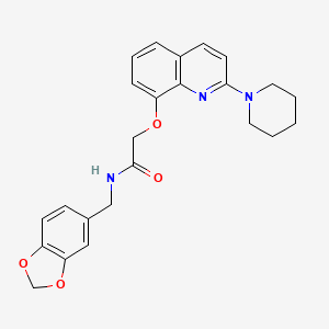 molecular formula C24H25N3O4 B2816895 N-(benzo[d][1,3]dioxol-5-ylmethyl)-2-((2-(piperidin-1-yl)quinolin-8-yl)oxy)acetamide CAS No. 921555-85-3