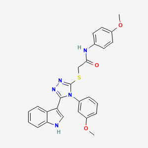 molecular formula C26H23N5O3S B2816897 2-((5-(1H-indol-3-yl)-4-(3-methoxyphenyl)-4H-1,2,4-triazol-3-yl)thio)-N-(4-methoxyphenyl)acetamide CAS No. 946377-39-5