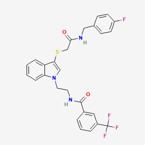 N-[2-[3-[2-[(4-fluorophenyl)methylamino]-2-oxoethyl]sulfanylindol-1-yl]ethyl]-3-(trifluoromethyl)benzamide