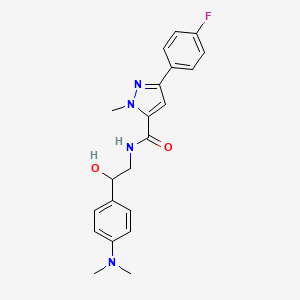 molecular formula C21H23FN4O2 B2816904 N-(2-(4-(二甲基氨基)苯基)-2-羟基乙基)-3-(4-氟苯基)-1-甲基-1H-吡唑-5-羧酰胺 CAS No. 1421441-77-1
