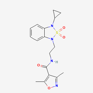 molecular formula C17H20N4O4S B2816910 N-[2-(3-cyclopropyl-2,2-dioxo-1,3-dihydro-2lambda6,1,3-benzothiadiazol-1-yl)ethyl]-3,5-dimethyl-1,2-oxazole-4-carboxamide CAS No. 2097861-14-6
