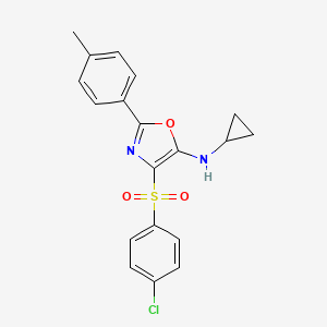 4-((4-chlorophenyl)sulfonyl)-N-cyclopropyl-2-(p-tolyl)oxazol-5-amine