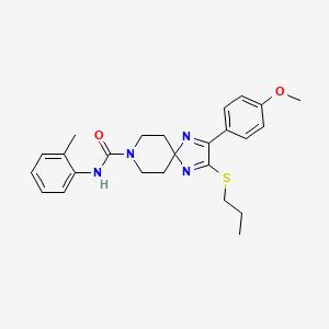 molecular formula C25H30N4O2S B2816922 2-(4-methoxyphenyl)-3-(propylthio)-N-(o-tolyl)-1,4,8-triazaspiro[4.5]deca-1,3-diene-8-carboxamide CAS No. 894886-46-5