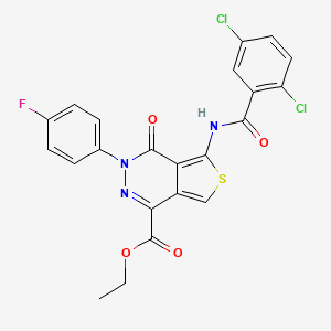 molecular formula C22H14Cl2FN3O4S B2816927 Ethyl 5-(2,5-dichlorobenzamido)-3-(4-fluorophenyl)-4-oxo-3,4-dihydrothieno[3,4-d]pyridazine-1-carboxylate CAS No. 851949-44-5