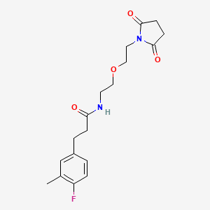 molecular formula C18H23FN2O4 B2816929 N-(2-(2-(2,5-dioxopyrrolidin-1-yl)ethoxy)ethyl)-3-(4-fluoro-3-methylphenyl)propanamide CAS No. 2034392-35-1