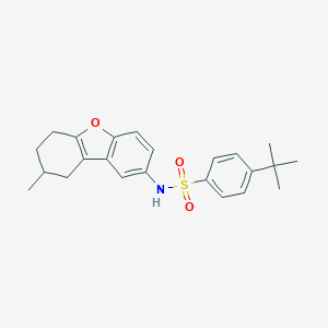 molecular formula C23H27NO3S B281695 4-tert-butyl-N-(8-methyl-6,7,8,9-tetrahydrodibenzo[b,d]furan-2-yl)benzenesulfonamide 