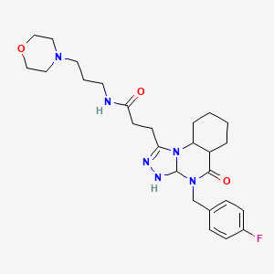 molecular formula C26H29FN6O3 B2816965 3-{4-[(4-fluorophenyl)methyl]-5-oxo-4H,5H-[1,2,4]triazolo[4,3-a]quinazolin-1-yl}-N-[3-(morpholin-4-yl)propyl]propanamide CAS No. 902960-26-3