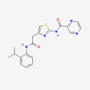 molecular formula C19H19N5O2S B2816989 N-(4-(2-((2-isopropylphenyl)amino)-2-oxoethyl)thiazol-2-yl)pyrazine-2-carboxamide CAS No. 1207049-13-5