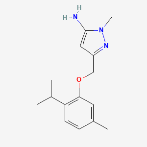 molecular formula C15H21N3O B2817012 3-[(2-isopropyl-5-methylphenoxy)methyl]-1-methyl-1H-pyrazol-5-amine CAS No. 1855944-70-5