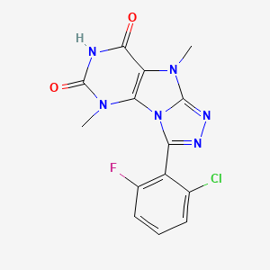 molecular formula C14H10ClFN6O2 B2817018 3-(2-chloro-6-fluorophenyl)-5,9-dimethyl-5H-[1,2,4]triazolo[4,3-e]purine-6,8(7H,9H)-dione CAS No. 921530-27-0