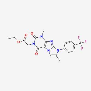 molecular formula C20H18F3N5O4 B2817027 Ethyl 2-[4,7-dimethyl-1,3-dioxo-6-[4-(trifluoromethyl)phenyl]purino[7,8-a]imidazol-2-yl]acetate CAS No. 878730-40-6