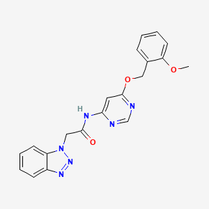 2-(1H-benzo[d][1,2,3]triazol-1-yl)-N-(6-((2-methoxybenzyl)oxy)pyrimidin-4-yl)acetamide